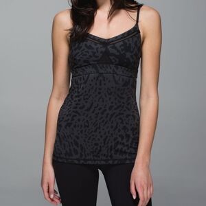 Lululemon Just Breathe Tank- Animal Swirl Deep Coal Black size 8 women's